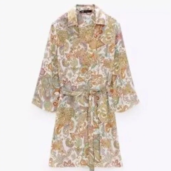 Zara Paisley Print Tunic Dress Flowy XS - Picture 4 of 9